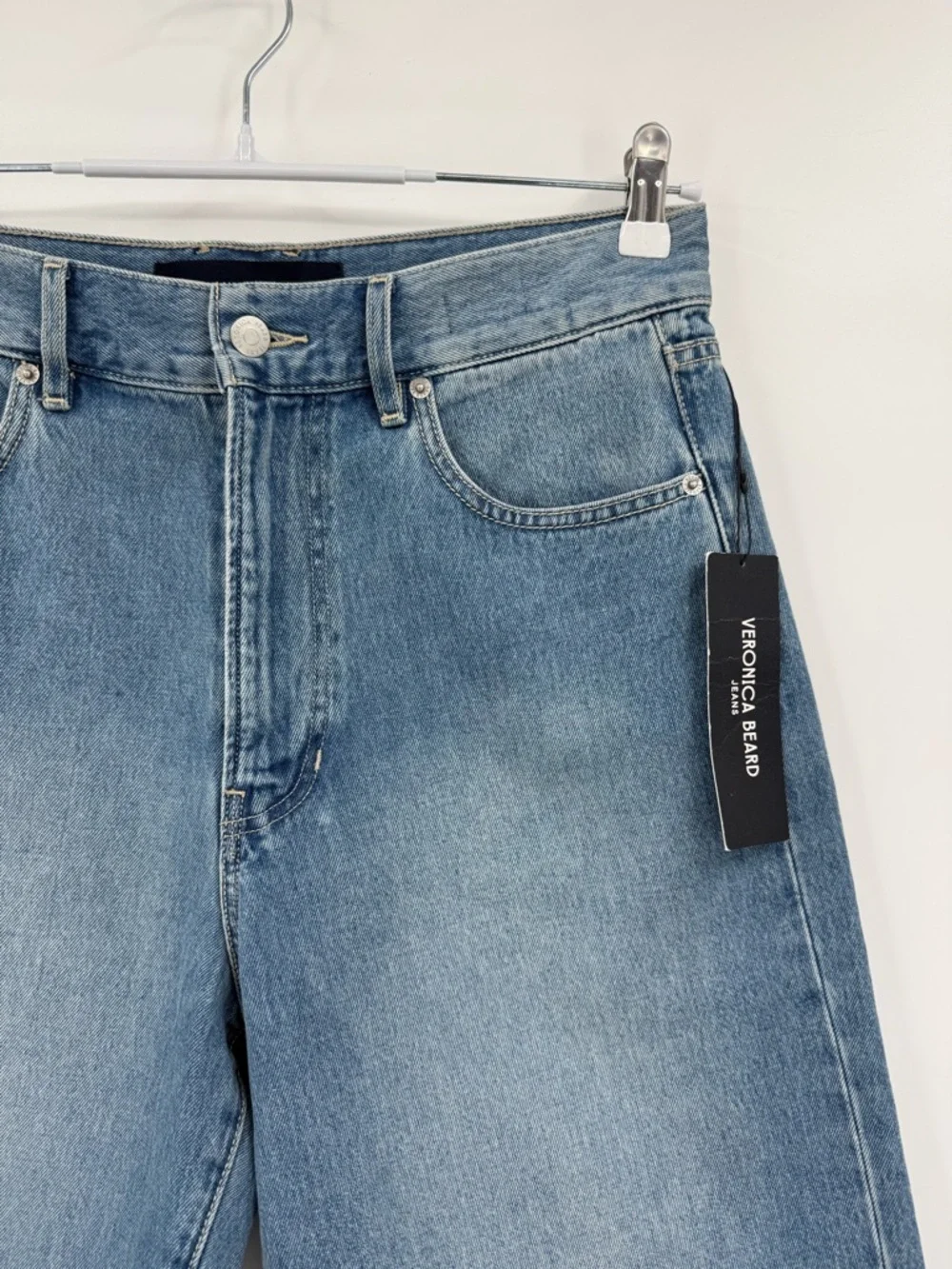 Veronica Beard Charlotte High Rise Denim Long Shorts in Silverwood Blue Size 30